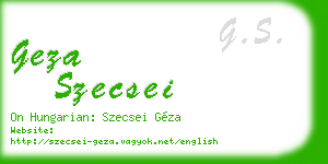 geza szecsei business card